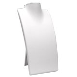 White Leatherette Fold-able Jewelry Necklace Display Stand, 13-1/2